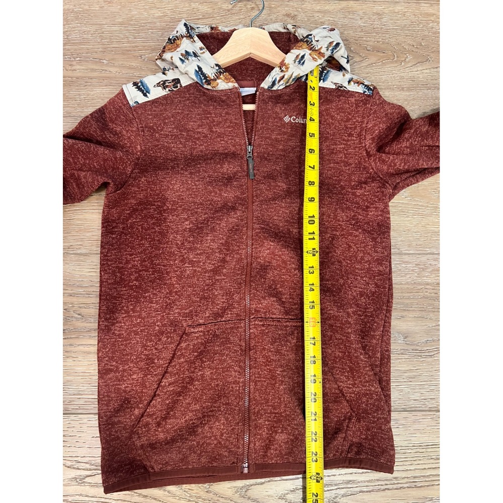 Columbia Full Zip Mountain Print Fleece Hoodie Sweater women's XS or kids XL - Picture 5 of 8